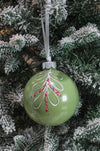 Green Mistletoe Hand-Painted Ornament