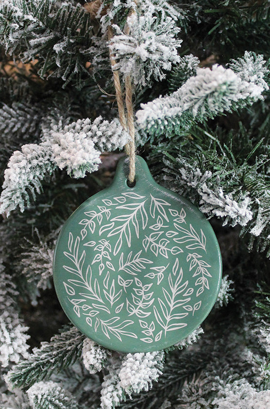 Light Green Mixed Leaves Clay Ornament