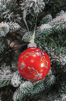  Holly Leaves Hand-Painted Ornament - Small