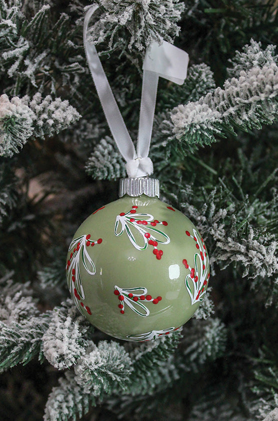 Mistletoe Hand-Painted Ornament - Small