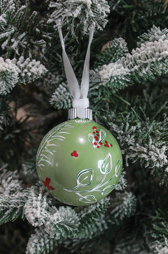 Mixed Greenery Hand-Painted Ornament - Small