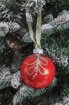 Red Mistletoe Hand-Painted Ornament - Small