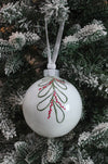 White Mistletoe Hand-Painted Ornament