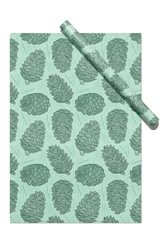 Pines & Cones - Green Wrapping Paper